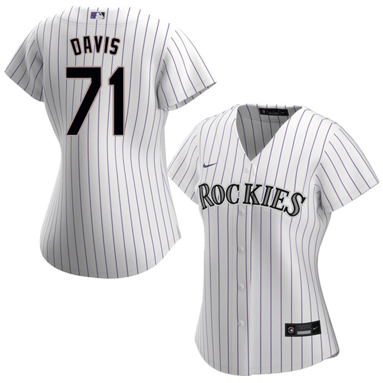 Nike Women #71 Wade Davis Colorado Rockies Baseball Jerseys Sale-White